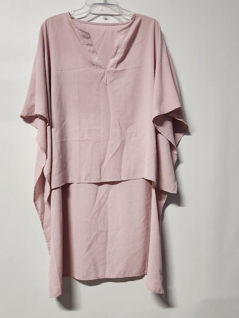 ✨Blush Pink Flowy Tunic Dress | Batwing Sleeve Overlay | Size L
